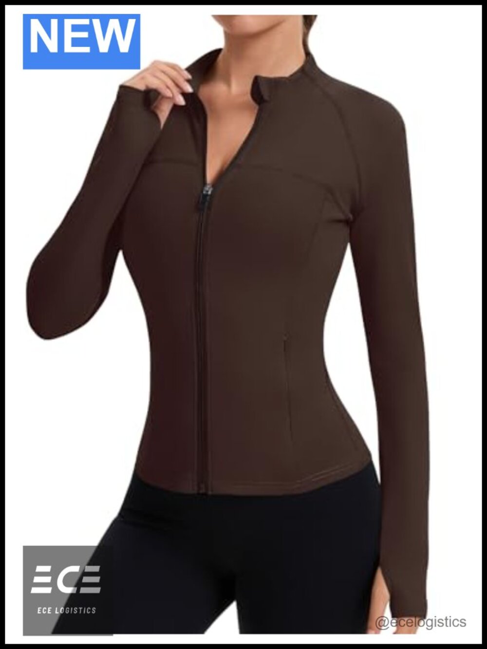 Women's Full Zip Slim Fit Athletic Workout Jacket with Thumb Holes